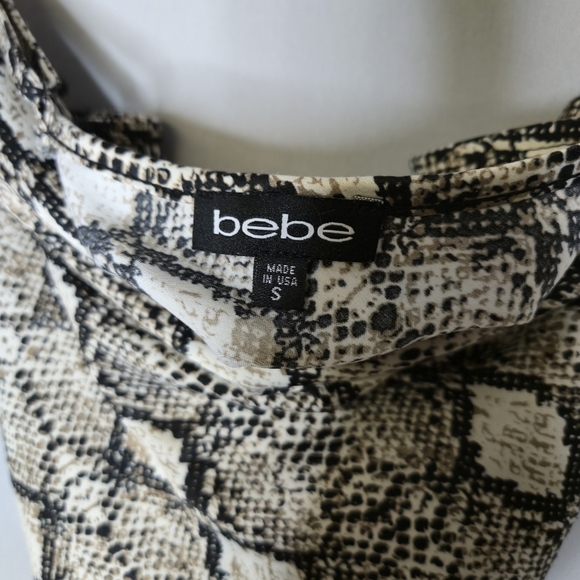 Bebe Sexy Snakeskin Look Dress With Cowl Front Spaghetti Strap Size S - Picture 9 of 10